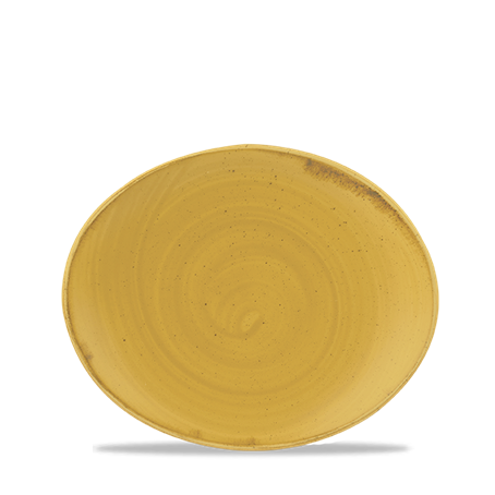 Stonecast Mustard Orbit Oval Coupe Plate 7.75"